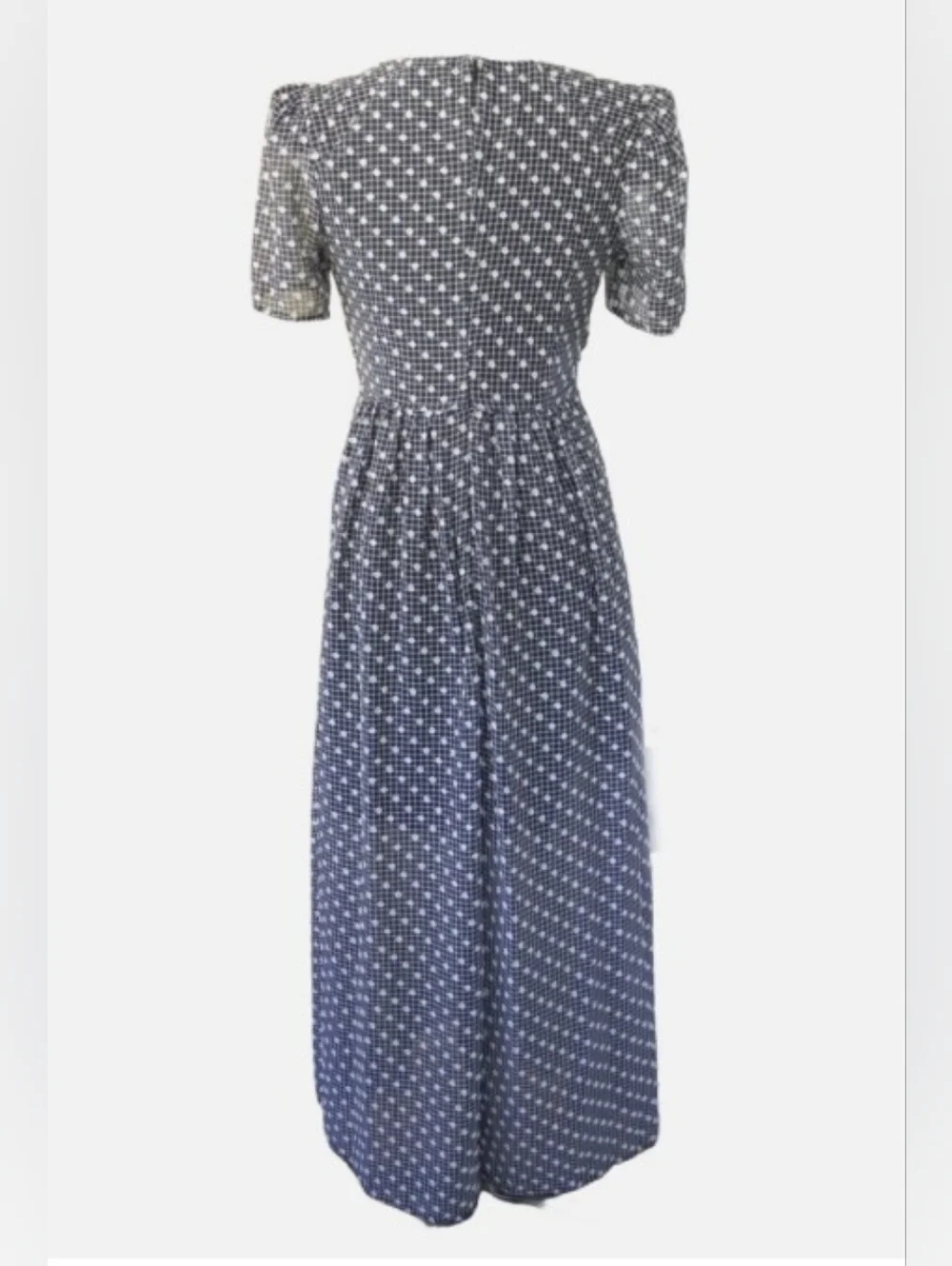 Calvin Klein Women V-Neck Black & White Clip-Dot Chiffon Maxi Dress - Picture 3 of 12